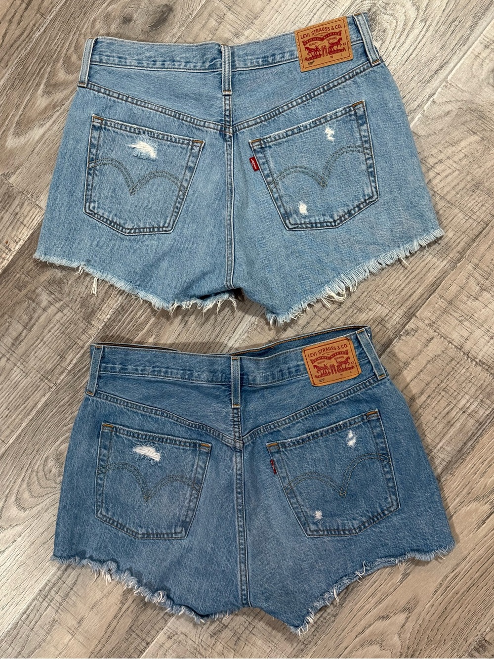 501 Levis (2) Distressed Denim Shorts Size 29 & 28